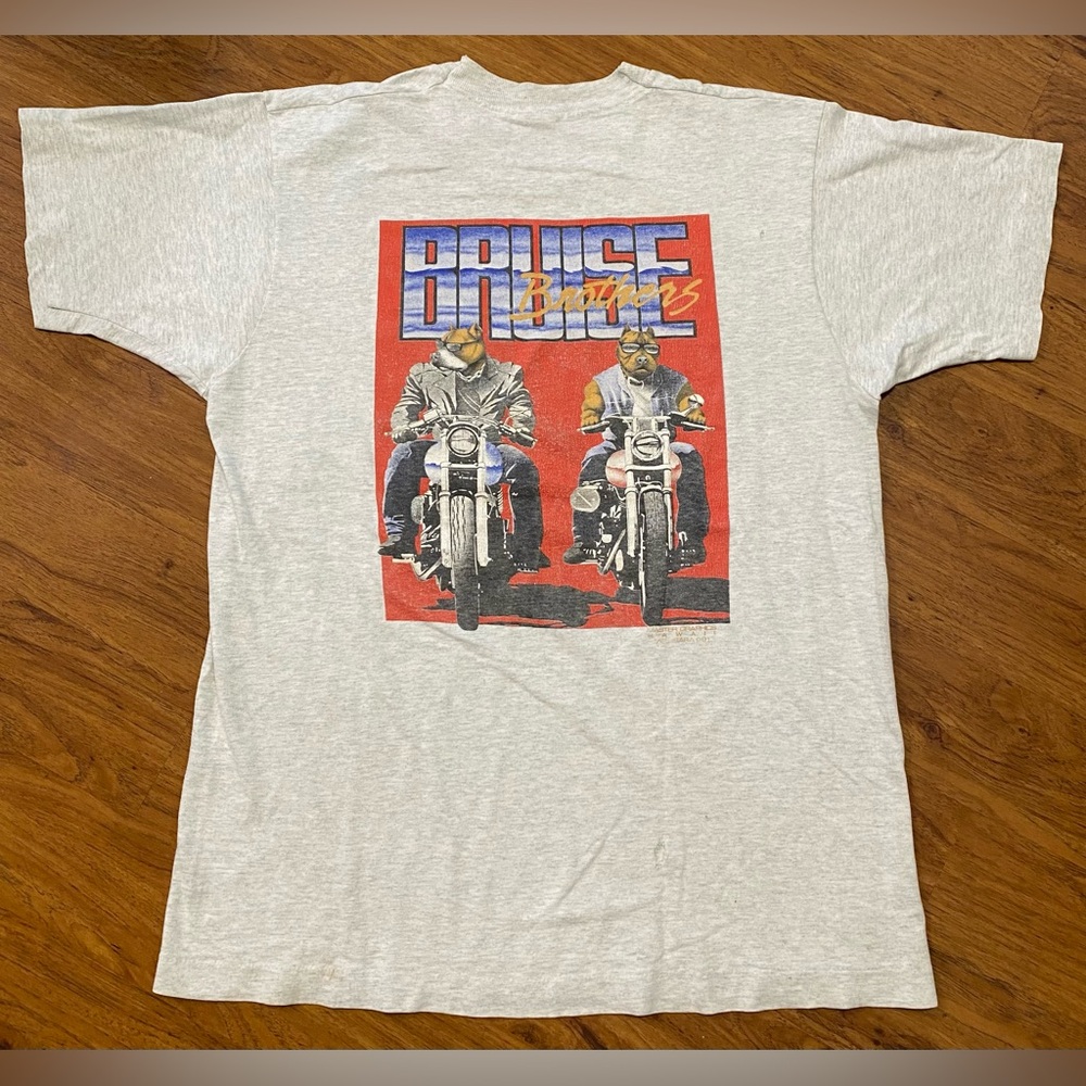 Vintage 1991 Master Graphics Hawaii Shirt Pit bull Bikers Bruise Brothers Art